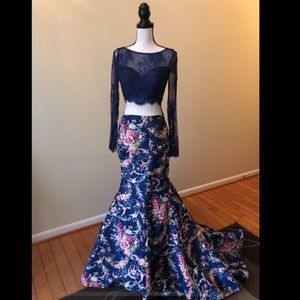 Sherri Hill blue 2pcs prom dress size 4